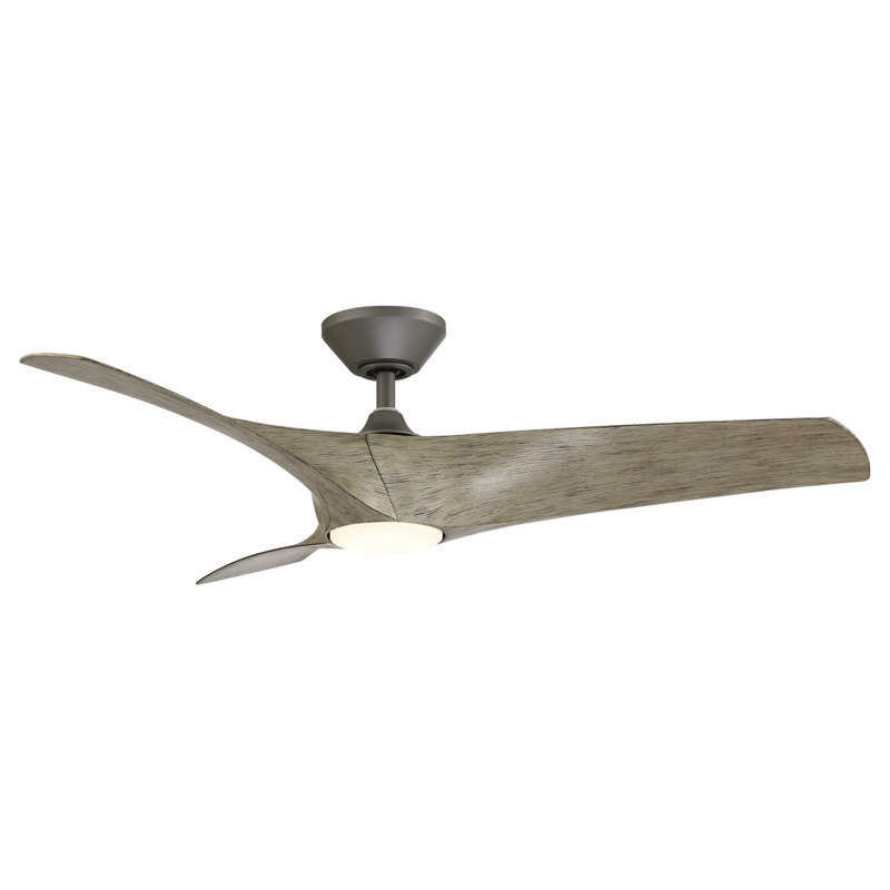 Zephyr 52" Graphite and Weathered Wood Smart Ceiling Fan with LED Light and Remote