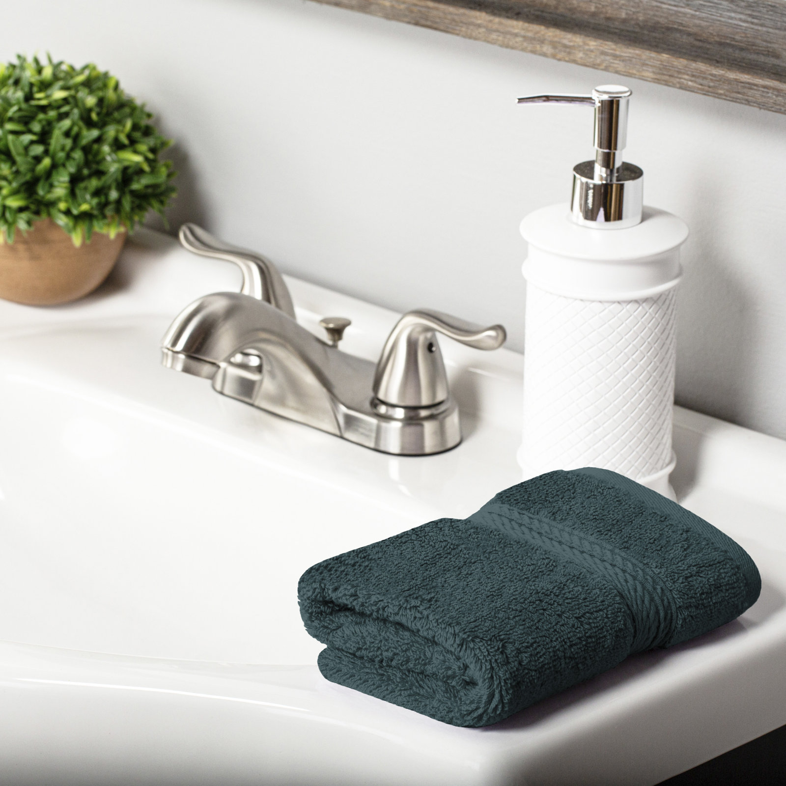 Egyptian Cotton Washcloth Set, Teal, Washcloth - 6 Pack