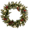 The Holiday Aisle® 24 in. Glittery Gold Dunhill Fir Wreath with Battery Operated LED Lights