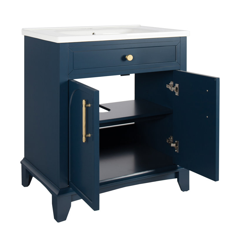 Meuble-lavabo 28 po avec comptoir en céramique, Bleu