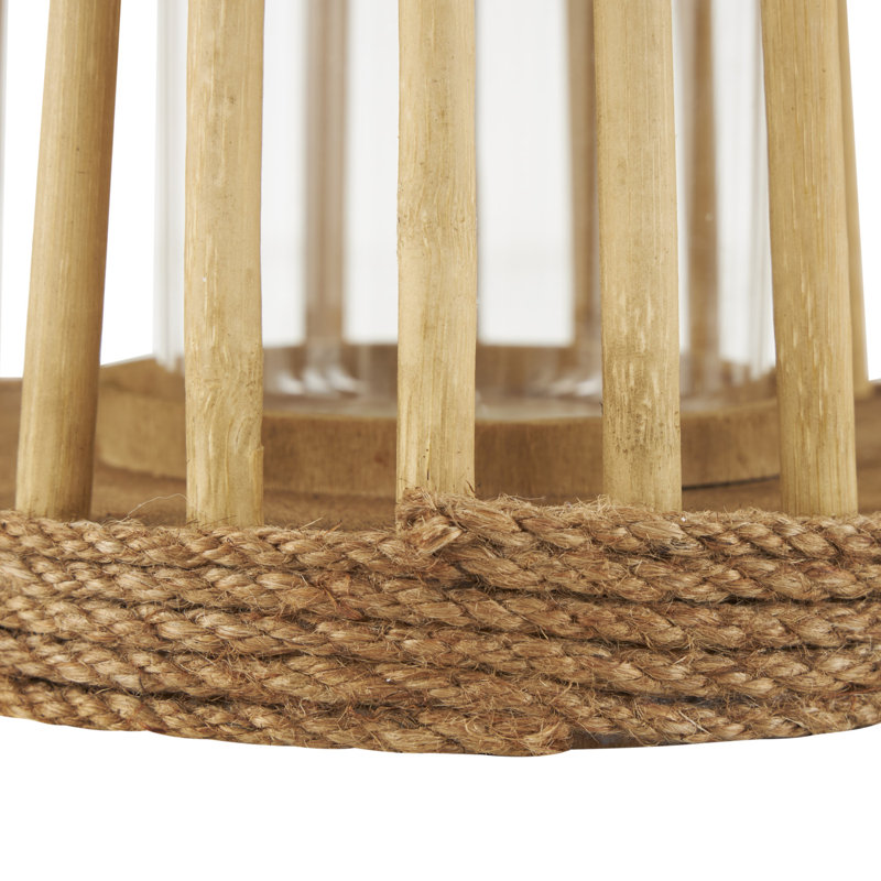 12.55'' H Wood Tabletop Lantern