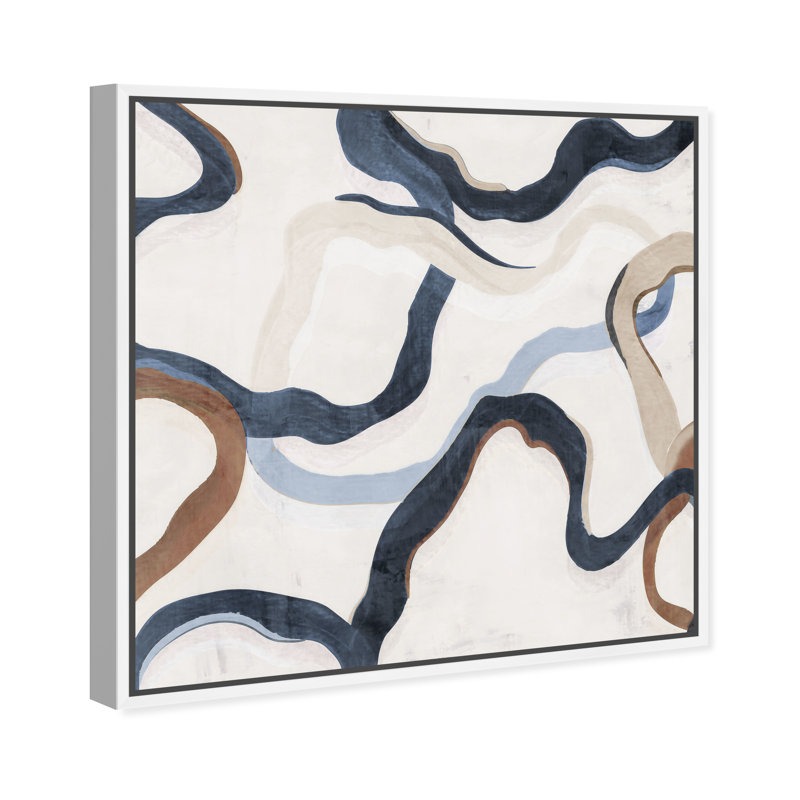 Sentiers de la vie III - peinture sur toile, Cadre blanc, H 31 po x l 31 po