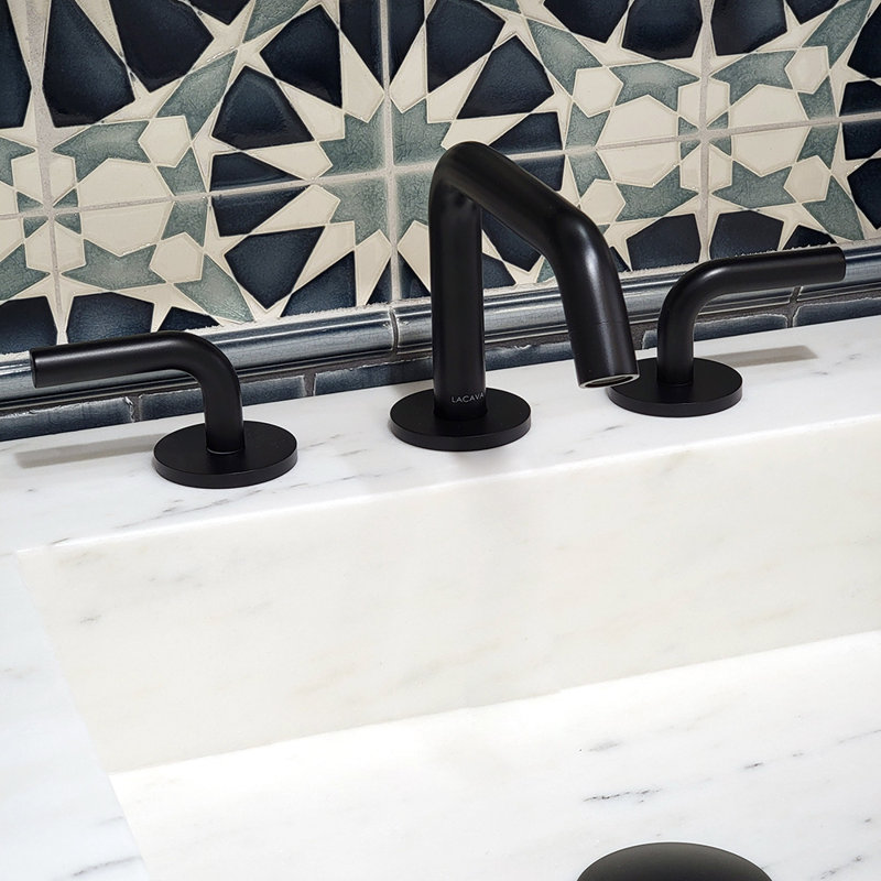 Cigno Widespread Bathroom Faucet with Drain Assembly, Matte Black