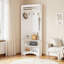 Portemanteau d'angle avec banc et rangement - Porte-chaussures et portemanteau peu encombrant-1704244083