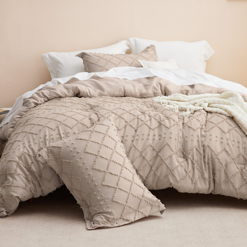Best Seller Bedsure Embroidered Tufted All-Season Comforter Set, Warm Tan, Twin Comforter + 1 Standard Sham