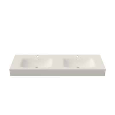 59'' Wall Mounted Double Bathroom Sink Solid Surface Bathroom Sink with Overflow