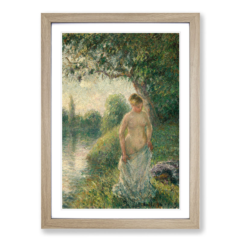 The Bather by Camille Pissarro - Picture Frame Painting, Oak Framed, 36cm H x 27cm W x 2cm D