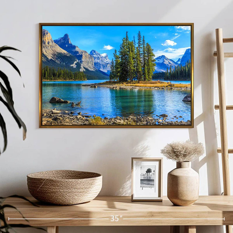 Lac Maligne, 25 po x 17 po, Cadre flottant doré