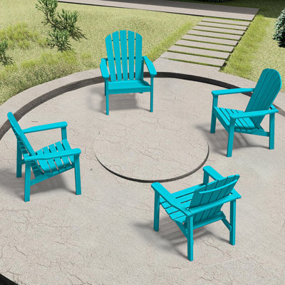 Set of 4 Stackable Adirondack Chairs – HDPE Outdoor Patio Seating, All-Weather Durable Design with Space-Saving Storage and Comfort Backrest by Rosecliff Heights