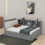 Twin Size Platform Bed With Shelves,Trundle And Storage Headboard-636953870-636953871