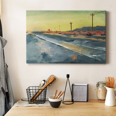 Toile tendue avec châssis Deserte Highway I - prête à être accrochée
