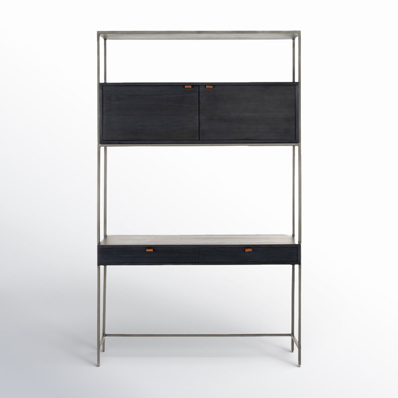 Trey Solid Wood Writing Desk, Black Wash Poplar
