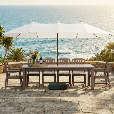Dining set suitable for outdoor swimming pool, garden and lawn, including a large rectangular table and 10 high-quality chairs .