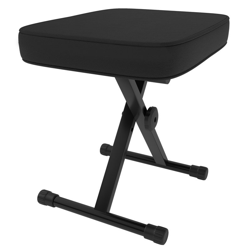 Banc à clavier pliable réglable en X avec siège rembourré en éponge haute densité de 2,5 pouces, Noir
