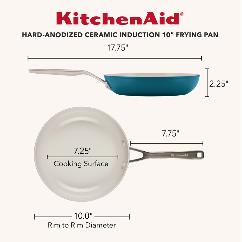 Kitchenaid Hard-Anodized Ceramic Induction Skillet, 10-Inch, Agave, Blue