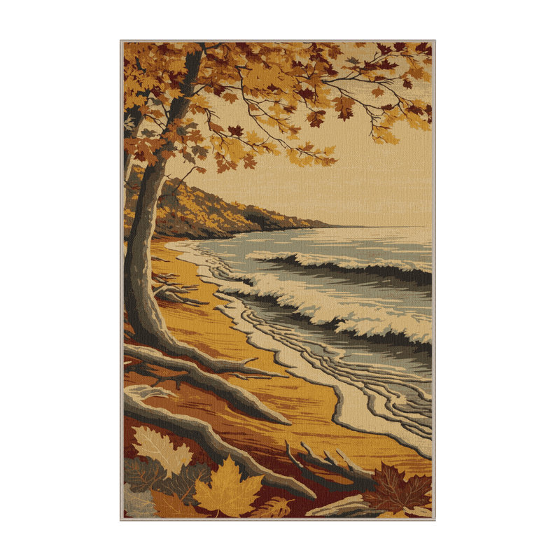 Washable Autumn Coast Coastal Area Rug, Rectangle 2' x 3'