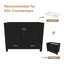 Meuble sous-vasque de salle de bain moderne de 42 pouces, noir, avec tiroirs à fermeture douce et étagères réglables, construction en MDF (lavabo non inclus)