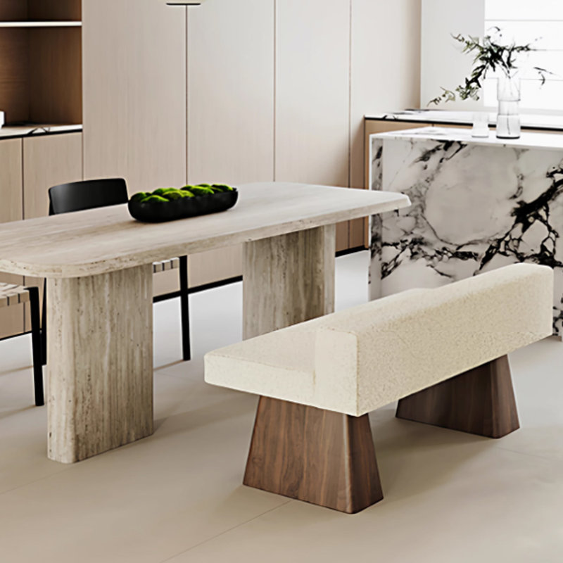 Banc rembourré Modern, Blanc: H 25,59 po x l 47,24 po x P 23,62 po