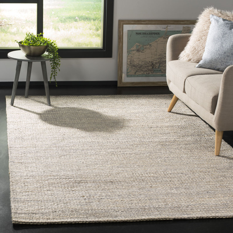 Zaragoza Handwoven Flatweave Light Grey Area Rug, Rectangle 6' x 9'