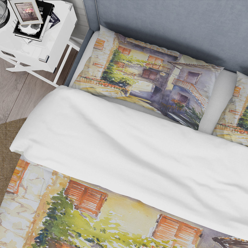 Rustic and Idyllic Italian Village - Ensemble de housse de couette Country - Microfibre de polyester