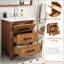 24-Inch Modern Bathroom Vanity With Ceramic Basin, 3-Drawer Storage, Freestanding Cabinet For Small Bathrooms