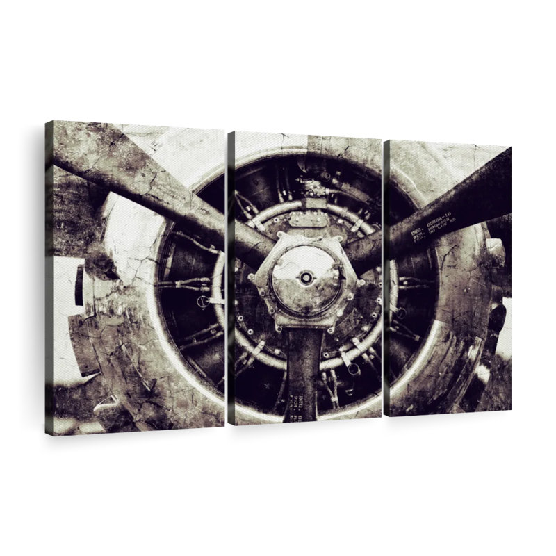 Ensemble d'hélices rétro sur toile 3 pièces, H 36 po x l 57 po