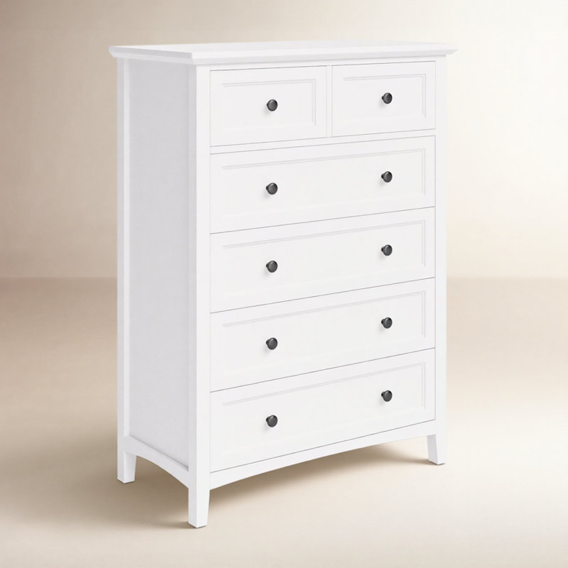 Commode 5 tiroirs Renee, Blanc