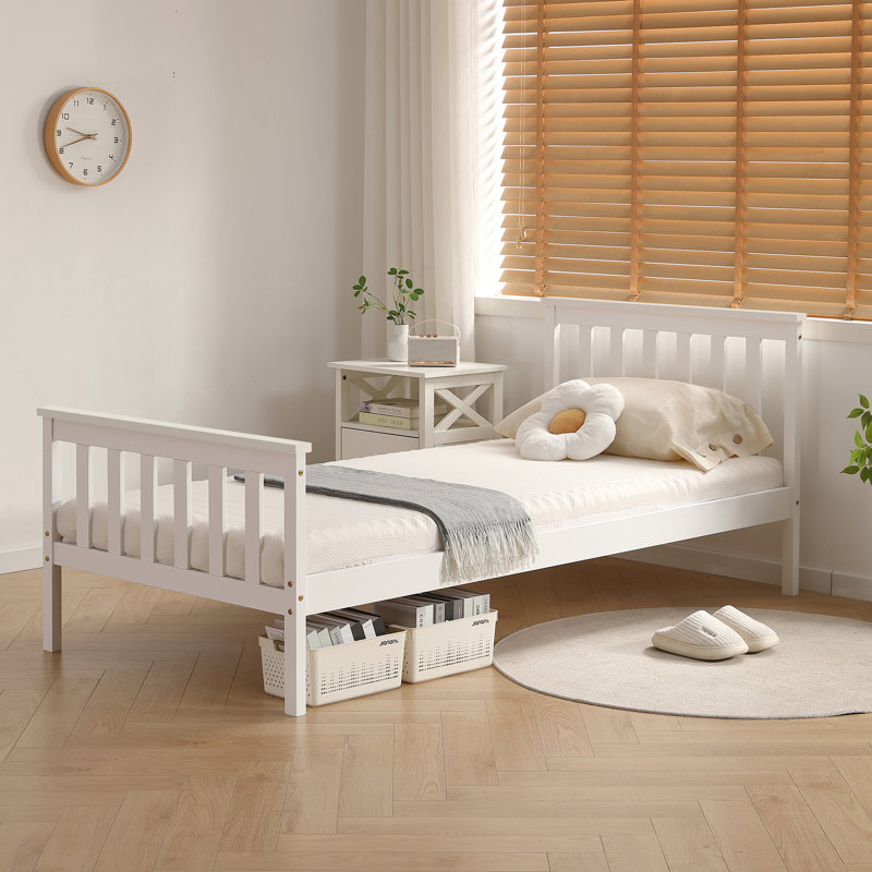 Shane Solid Wood Bed, Single (3'), White