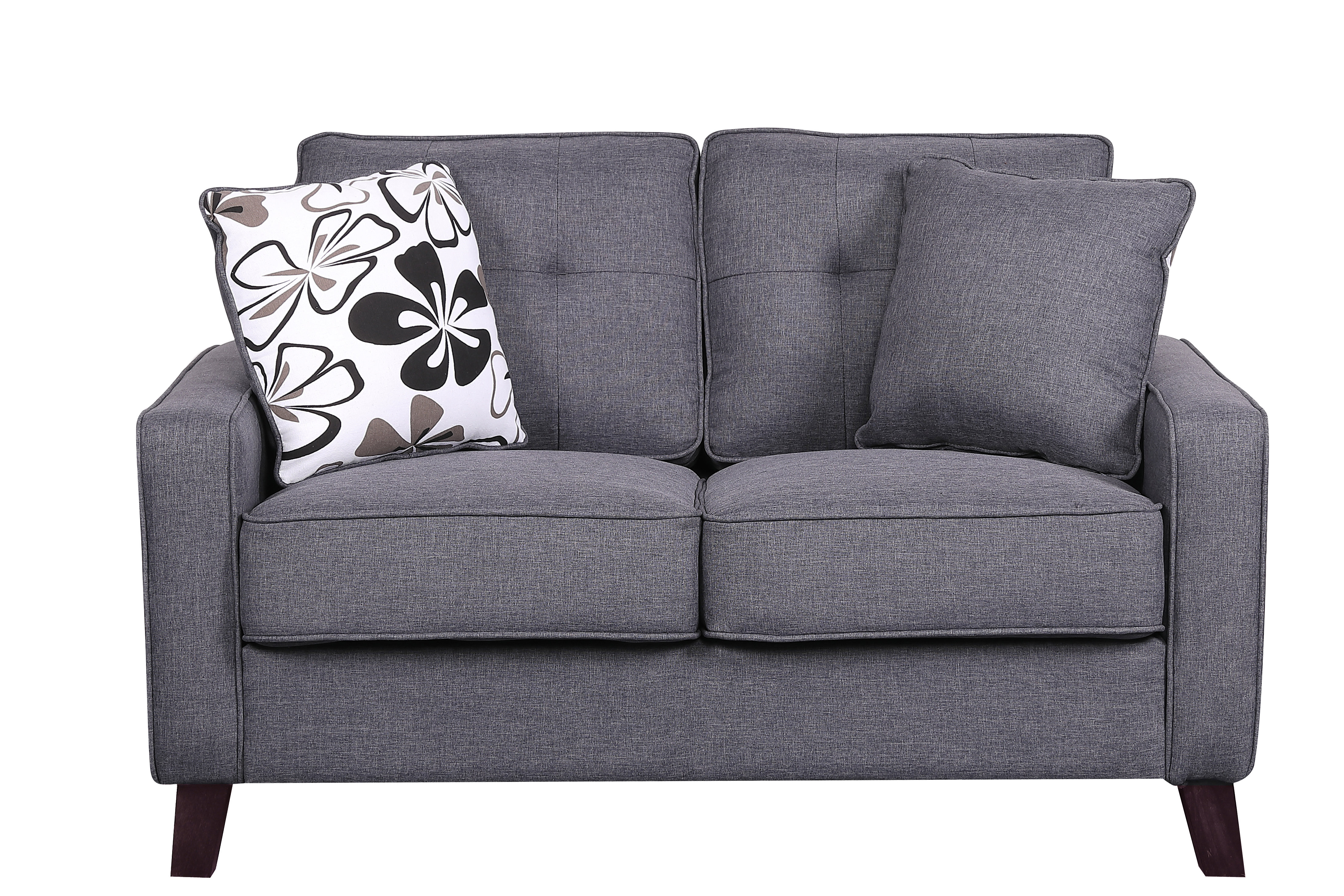 Ebern Designs Aiken 51" Linen Square Arm Loveseat with Reversible ...