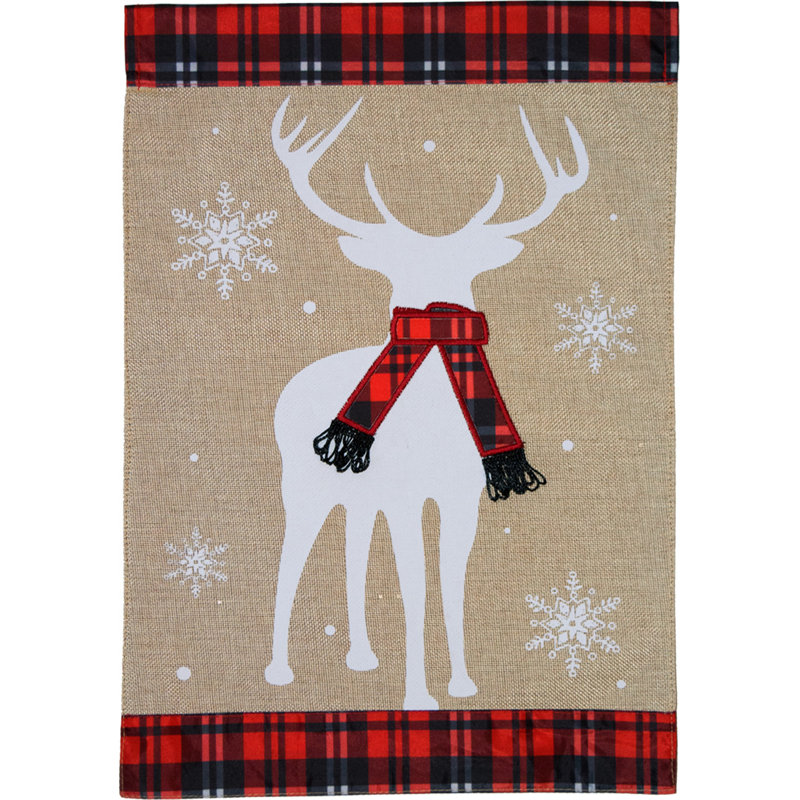 Winter Deer Burlap Garden Flag