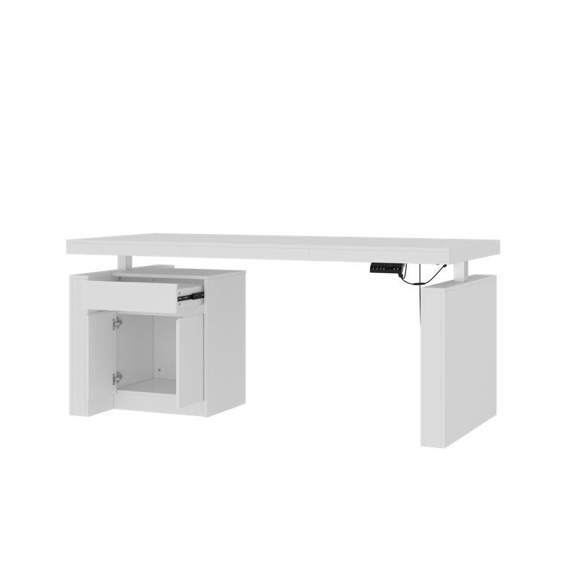 Bureau personnel assis-debout avec contrôleur, Blanc