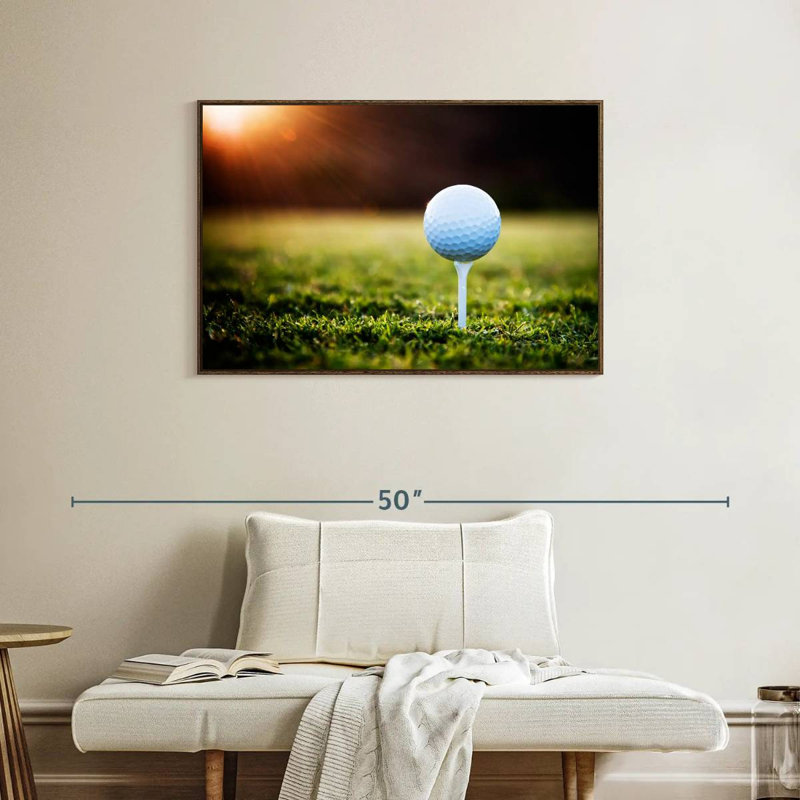 Té de balle de golf, 37 po x 25 po, Cadre flottant noyer