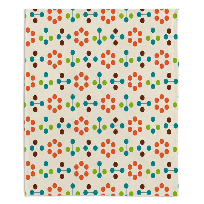 Couverture fleur Mid-Century, 51 po x 60 po, Orange