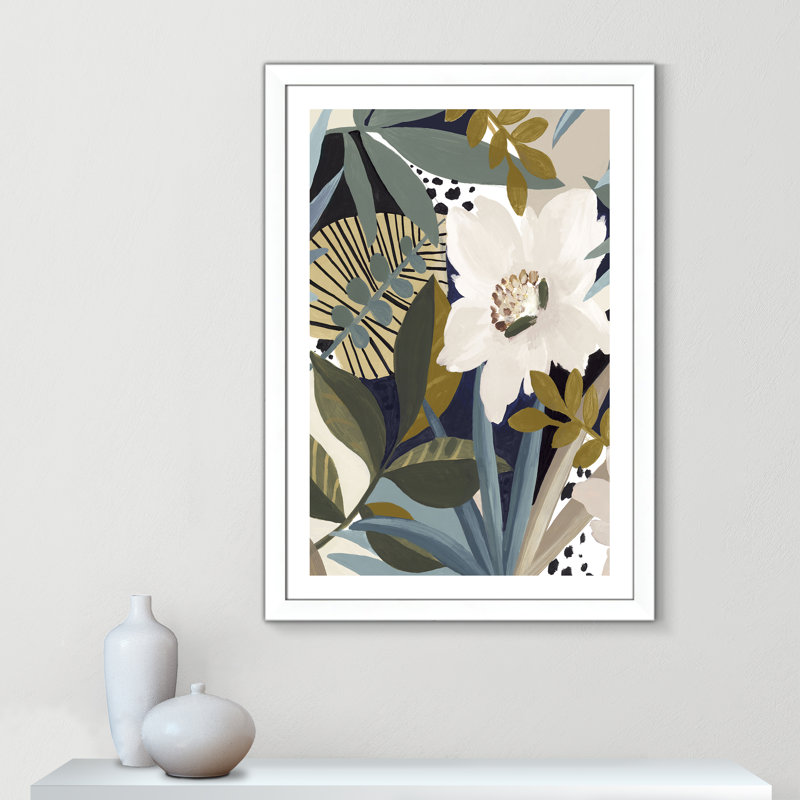 Floral Symphony I - Art encadré autoportant, H 16,5 po x l 14,5 po x P 1,25 po, Cadre blanc mat