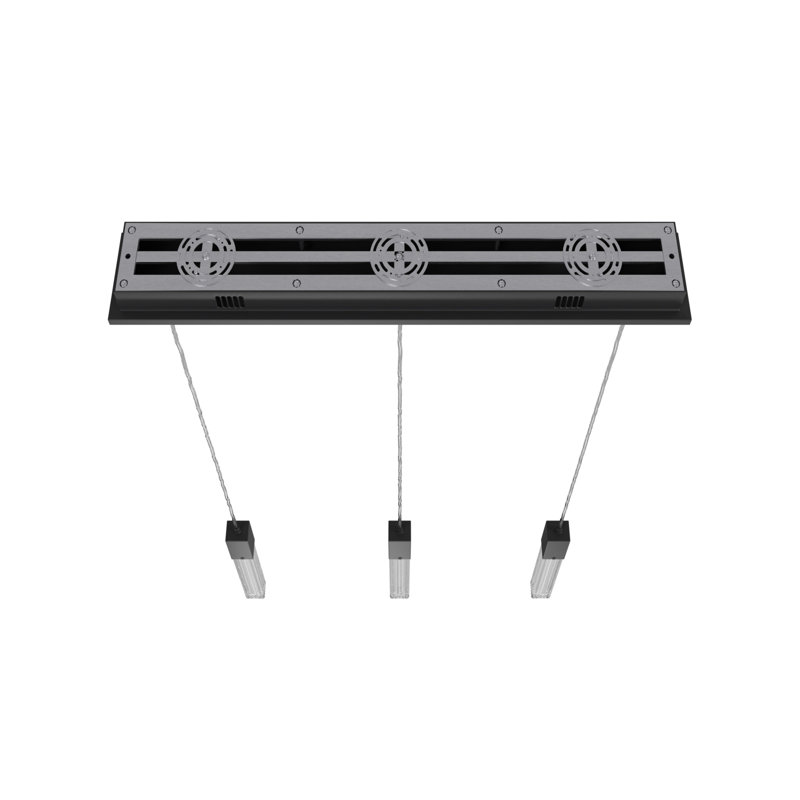 Luminaire suspendu en verre clouté à 3 lumières de la collection Boa, Noir mat