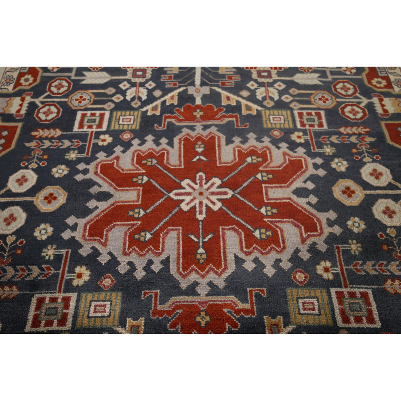 Tapis bleu marine / bleu 9 pi 9 po x 8 pi One-of-a-Kind