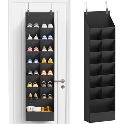 8 Tier Over The Door Shoe Organizer With 15 Large Deep Pockets, Fabric Hanging Shoes Shelf For Closet, Dorm Storage, Fit Up To 16 Pair Shoe Rack Holde