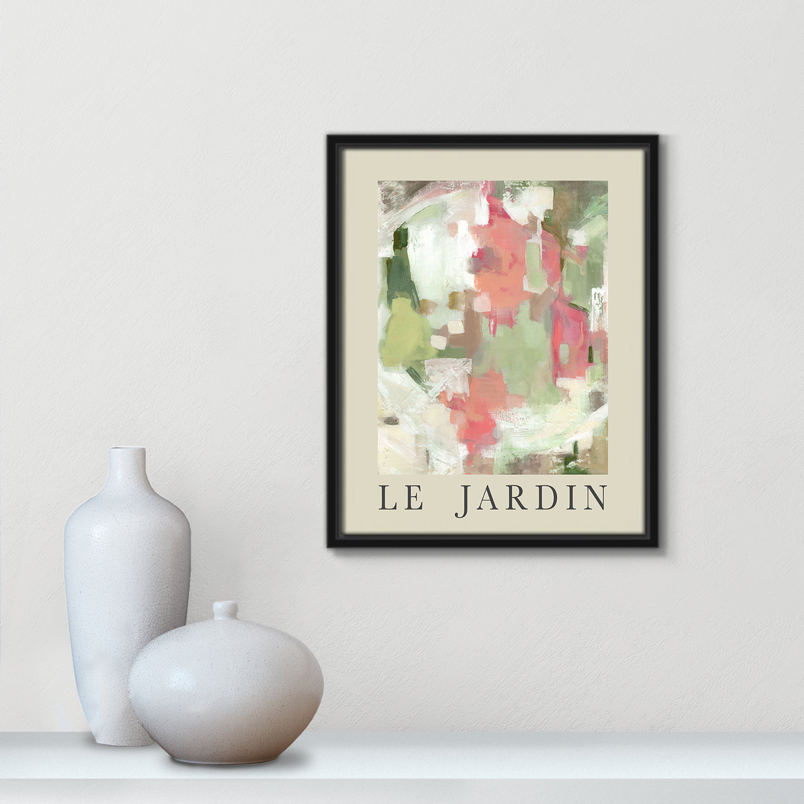 Botanical Poster Collection "Le Jardin" Print by Carol Robinson, No, 15.5" H x 12.5" W x 2" D, Black Floater Frame