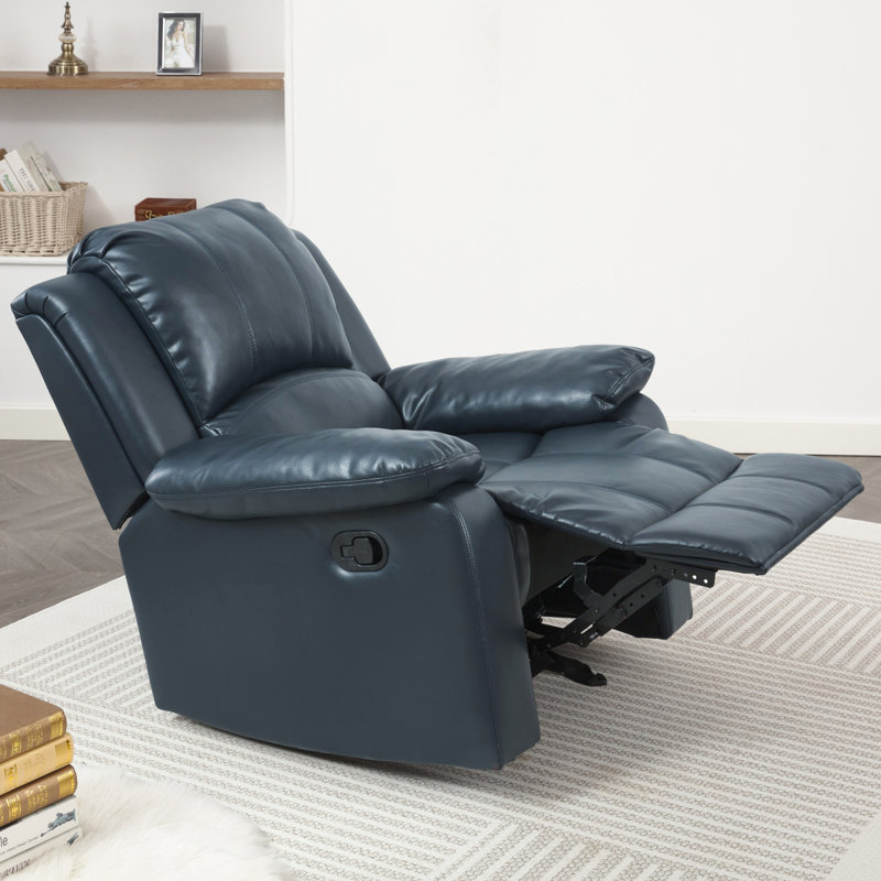 Fauteuil inclinable et oscillant en cuir bleu Charlotte