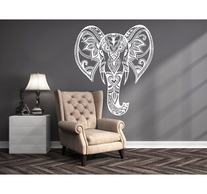 Décalcomanie murale éléphant mehndi Yatton, Blanc