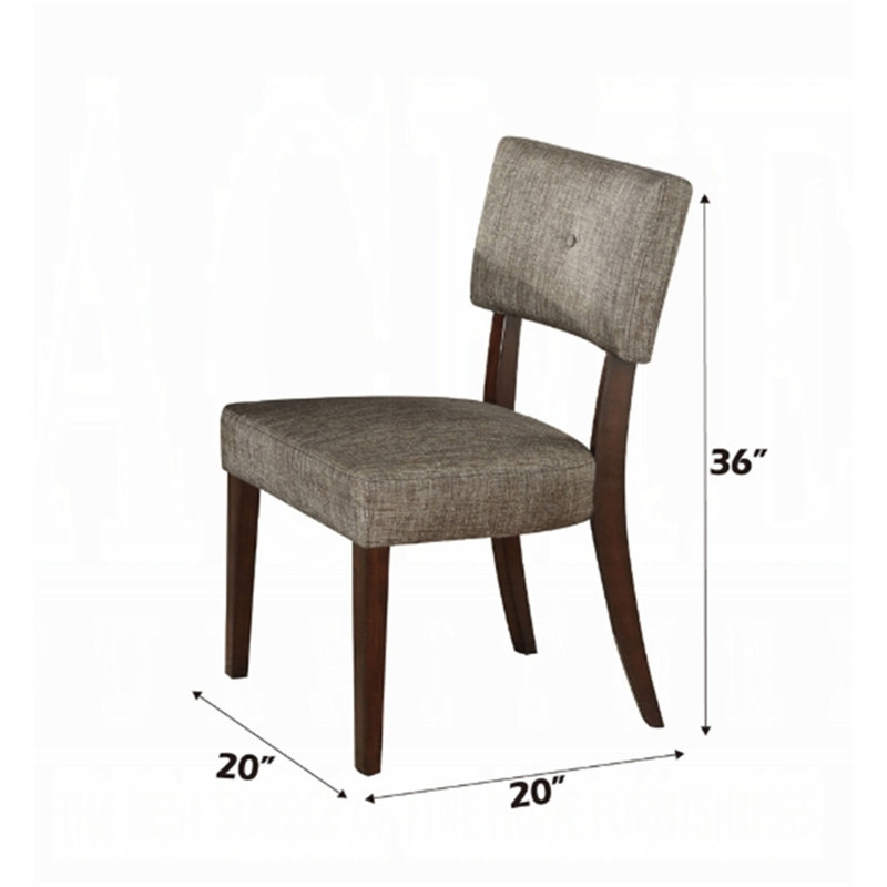 Ensemble de 2 chaises d'appoint en tissu gris et finition espresso Drake