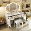 Chic coiffeuse de 44,37 pouces avec 13 ampoules Hollywood, 3 modes d'éclairage et beaucoup de rangement pour les chambres modernes-987995008