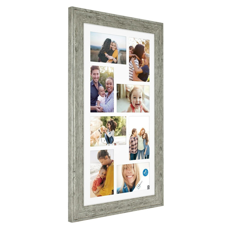 Vintage Beveled-Edge Collage Picture Frame, Holds 8 Photos, Creative Wall Decor Display Frame