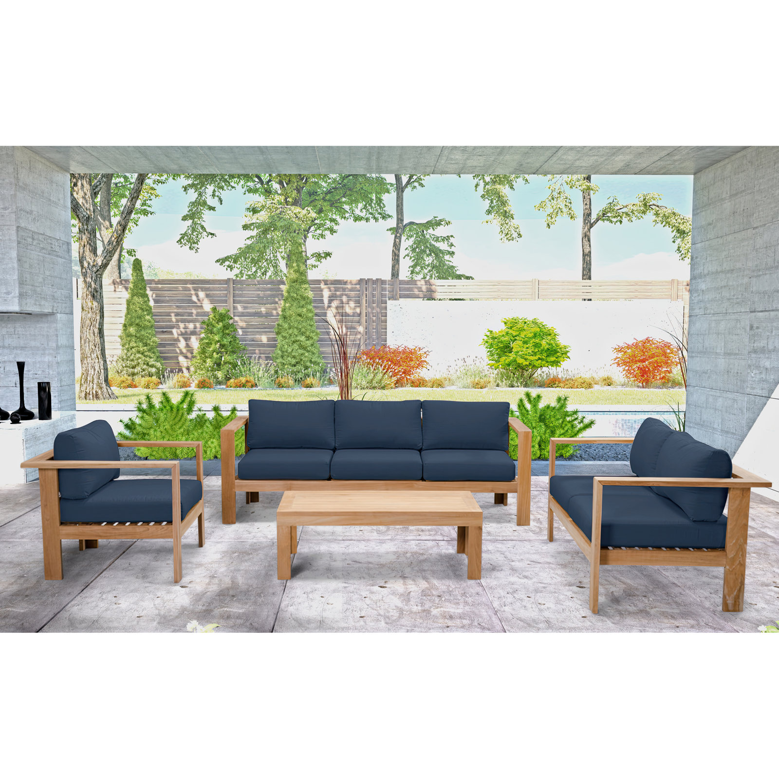 Sonoma 5 - Person Patio Conversation Set, 4Pcs: Table, Loveseat, 2 Chairs, Spectrum Indigo Sunbrella®