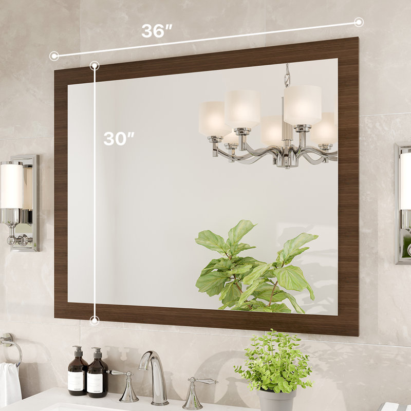 Miroir rectangulaire en bois de chêne gris 30 "x 24" Eviva Reflection, Chêne gris, 30 po x 36 po