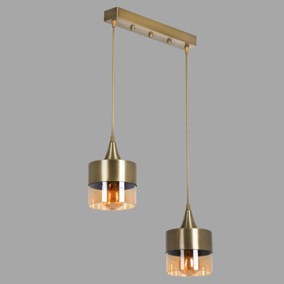 Luminaire suspendu tambour pour îlot de cuisine 2 lumières Barrientos
