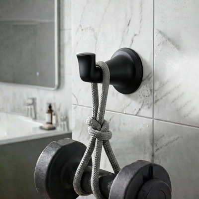 Heavy Duty Bathroom Hook Wall Mounted, Matte Black Towel & Robe Hook, Single Utility Hook for Home Organization
