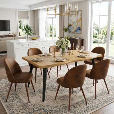 Shivani 7-Piece 63'' Rectangular Dining Set with Upholstered Chairs