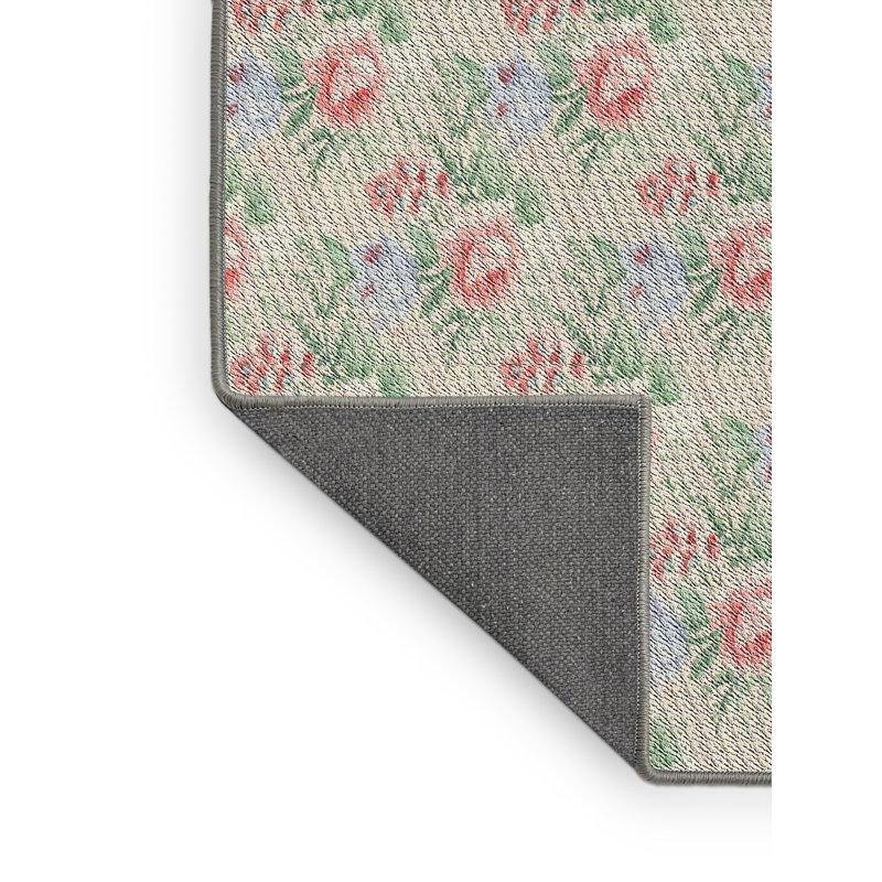 Tapis beige à motif floral Nojus, Rectangle 5 pi x 8 pi