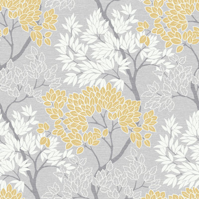 A4 Sample-Fresco Lykke Tree Floral Wallpaper